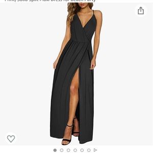 NWT Deep V-Neck Casual Dress Summer Backless Floral Print/Solid Split Maxi Dress